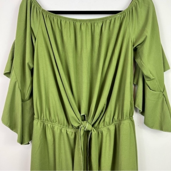 Shein Green Bell Sleeve Off The Shoulder Knot Front Playsuit womens size XL - Picture 3 of 6